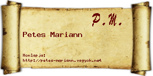 Petes Mariann névjegykártya