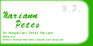 mariann petes business card